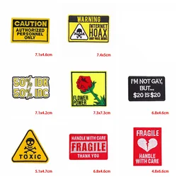 Parches termoadhesivos bordados letras eslogan prohibición para ropa