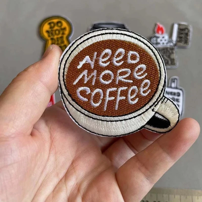 Parches termocollant bordados para ropa, pegatinas de tela, cono de tráfico, 6 piezas/taza de café - imagen 5