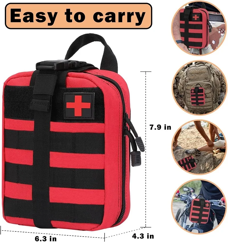 Bolsa táctica de primeros auxilios, bolsa de supervivencia, caja médica para exteriores, bolsa SOS de gran tamaño/paquete, Kit médico, bolsa Molle EMT de emergencia - imagen 5
