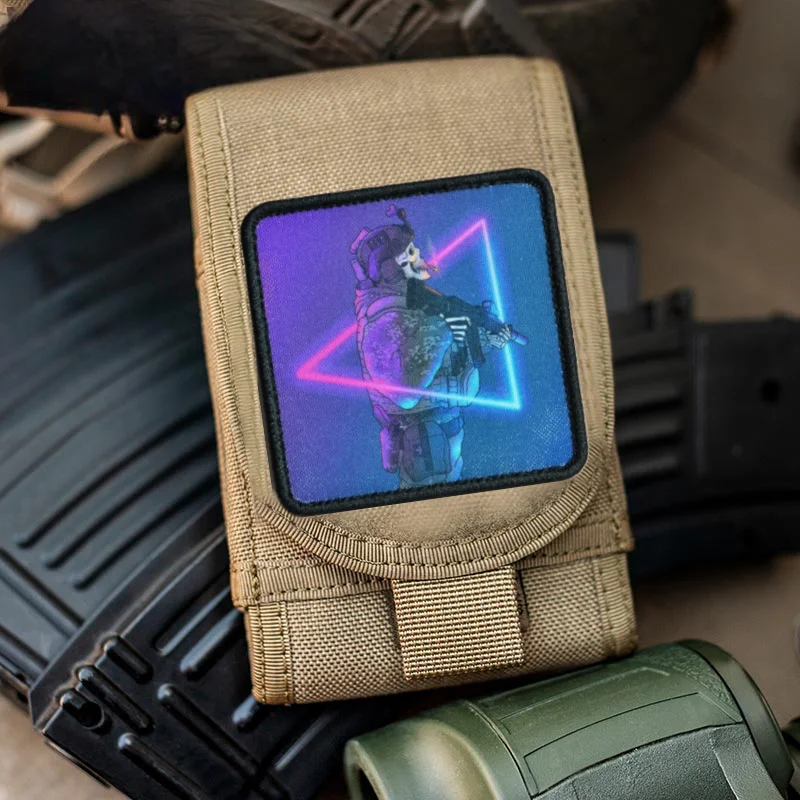 Parches tácticos "Born for War", esqueleto de soldado con pistola, insignia de moral, gancho y bucle, brazalete estampado militar, pegatinas para mochila - imagen 3