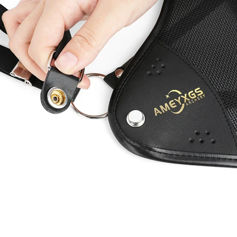 AME-Protector de pecho de tiro con arco, protección de fibra de Mascota, cuero de vaca, longitud duradera, ajustable, competición profesional, mano derecha S/M/L - imagen 4