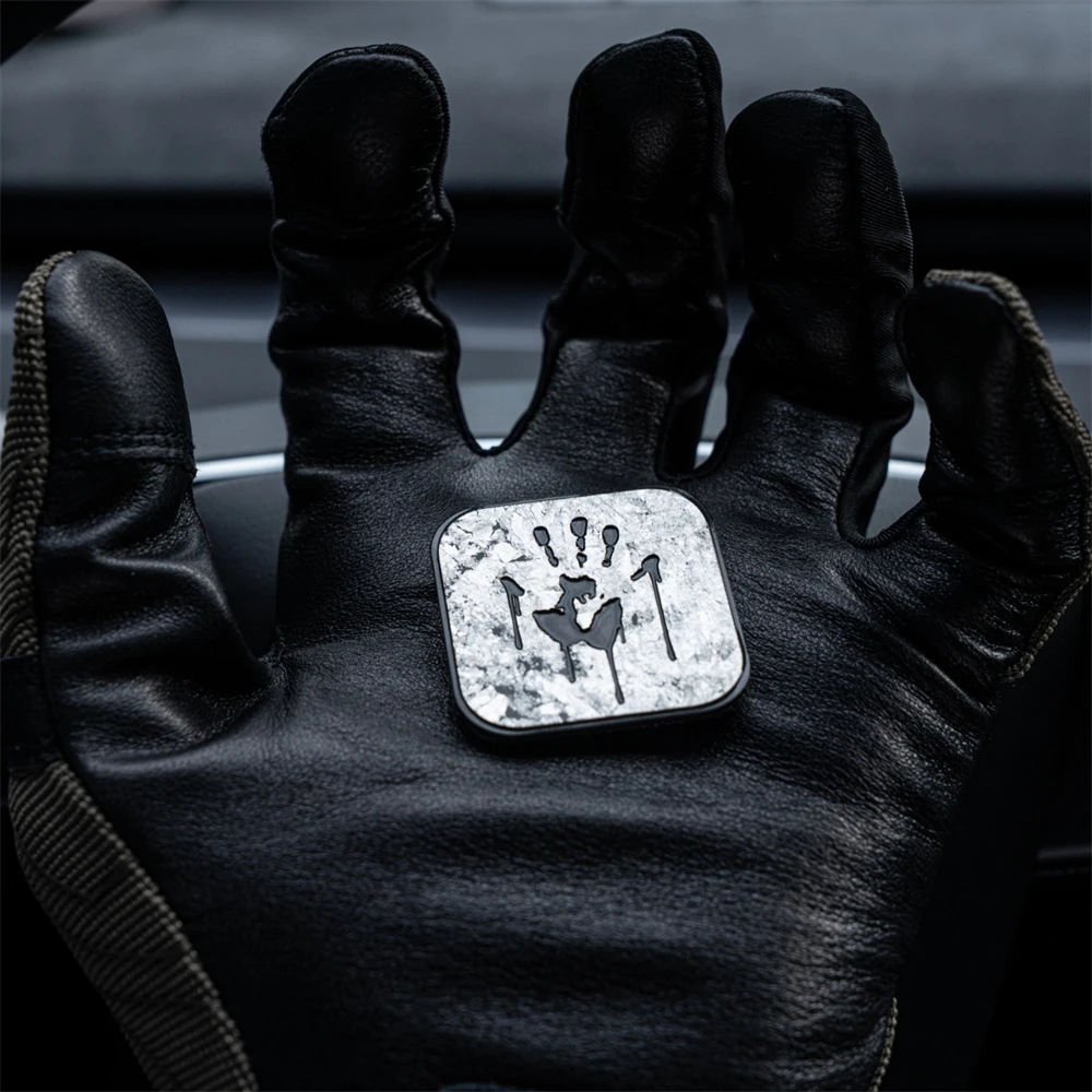 Parche de fibra de carbono Palmprint, insignia táctica EDC de lámina de plata pura para decoración de ropa y mochila - imagen 5