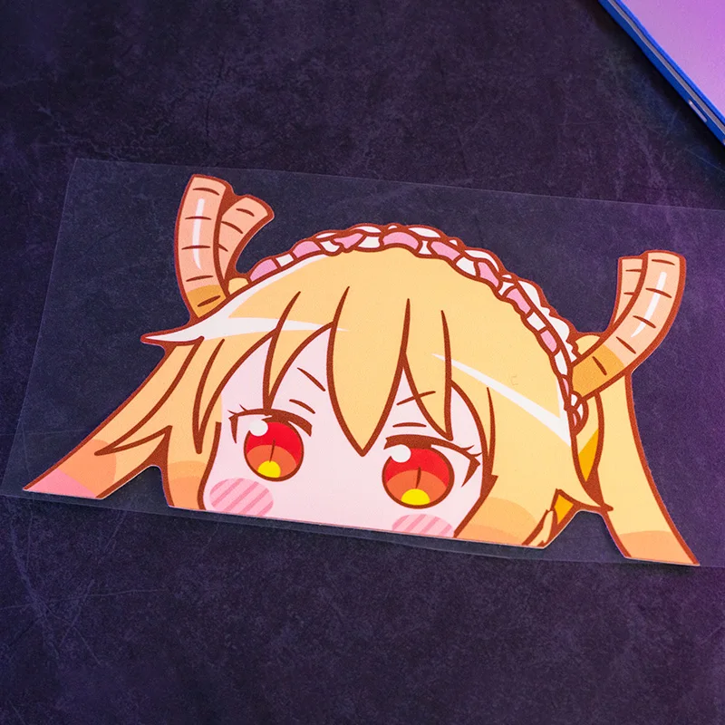 Pegatina de Anime de dibujos animados de Dragon Maid, lindo coche eléctrico, motocicleta, ventana de coche, maletas, cuadernos, decoración DIY - imagen 4
