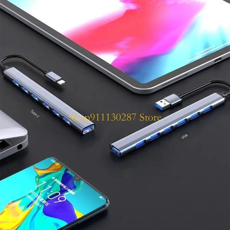 J1HC 1 a 7 USB HUB Extender Adaptador divisor USB estación acoplamiento USB3.0 velocidad - imagen 5