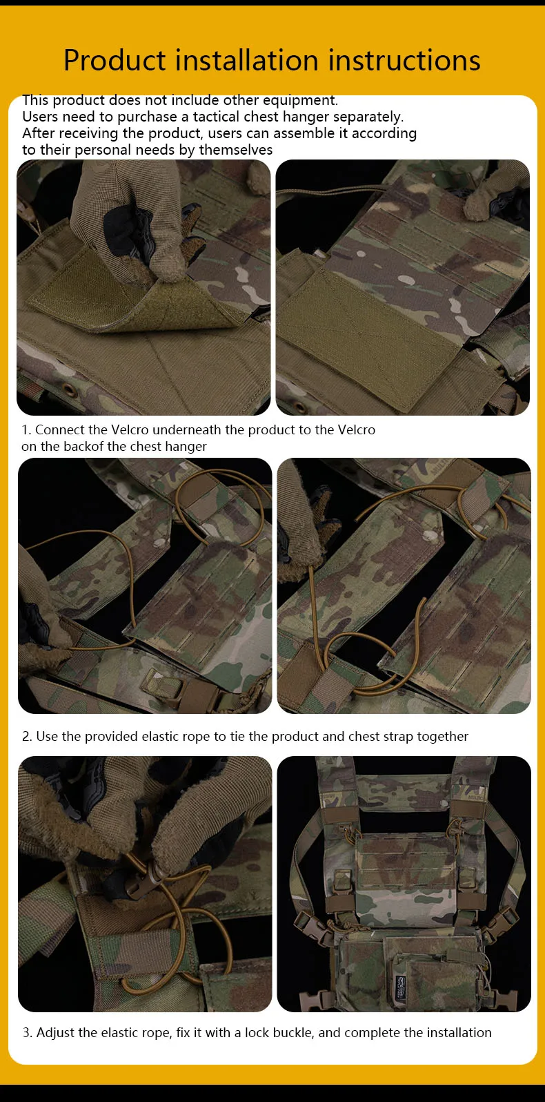 Accesorios tácticos para colgar en el pecho, pegatinas de uso mágico para chalecos tácticos simples, bolsa MOLLE, añade equipo de montaje - imagen 4