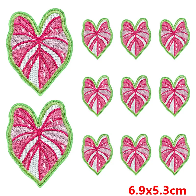 10 unids/lote de apliques de hojas de plantas de dibujos animados/parche bordado para planchar en parches para ropa parches termoadhesivos en insignias para ropa