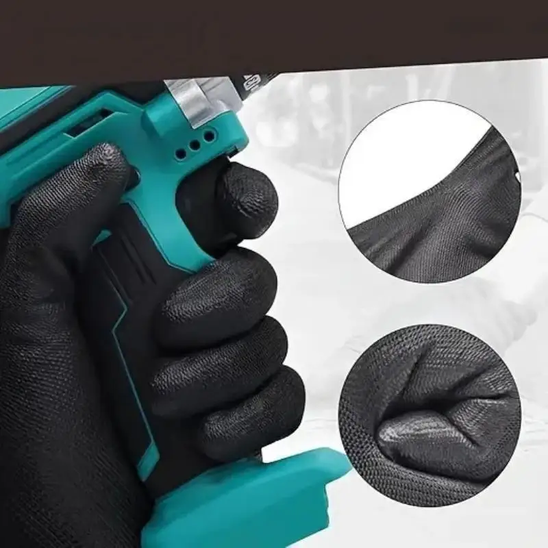 12 pares de guantes negros/grises/horticultura, guantes de trabajo de seguridad, guantes de reparación, guantes recubiertos de palma, suministros para reparadores de carpintero - imagen 5