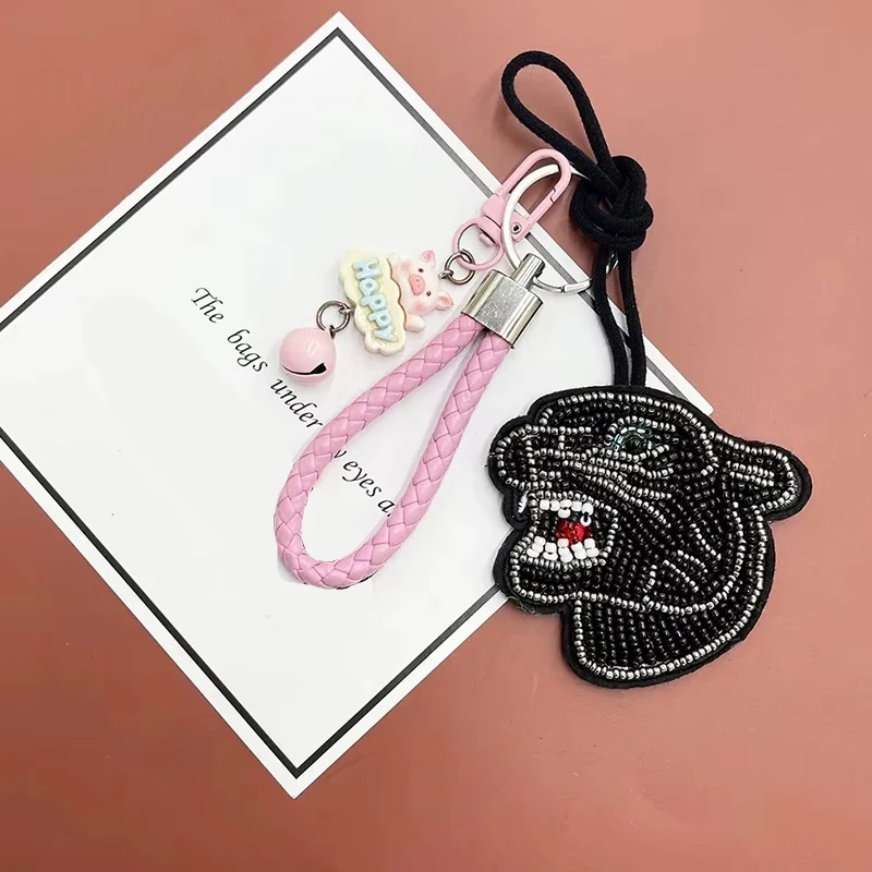 Colgante de cuentas de langosta con diamantes de imitación hecho a mano en 3D, parches de cuerda colgantes de animales, apliques para bolso, cordón, llavero, bolso, colgante para mochila - imagen 3