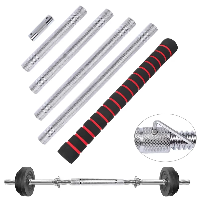 Barra de mancuernas de acero de 30CM/40CM/50CM, varilla de extensión de barra para gimnasio en casa, accesorios de levantamiento de pesas de alta resistencia, equipo de Fitness para hombres - imagen 3