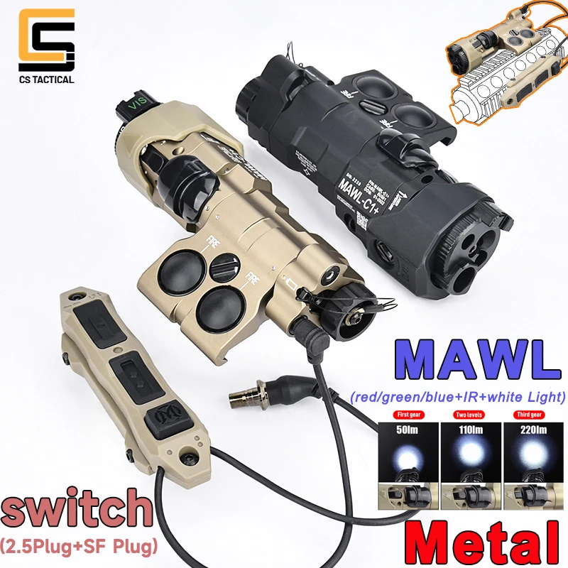 Linterna táctica de Metal con función completa AR15 con láser rojo verde azul y rojo con interruptor de control remoto de 20MM