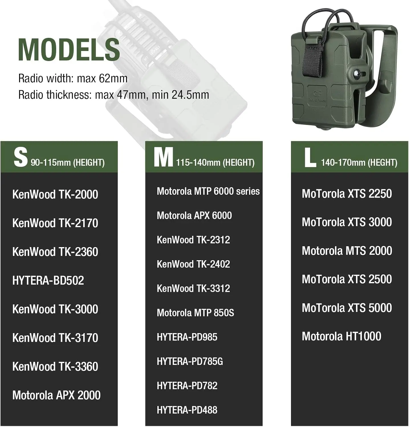 Funda de radio Walkie talkies bidireccionales, bolsa de radio para Motorola, Kenwood, HYTERA, accesorios de radio Law, ajustable, verde - imagen 2