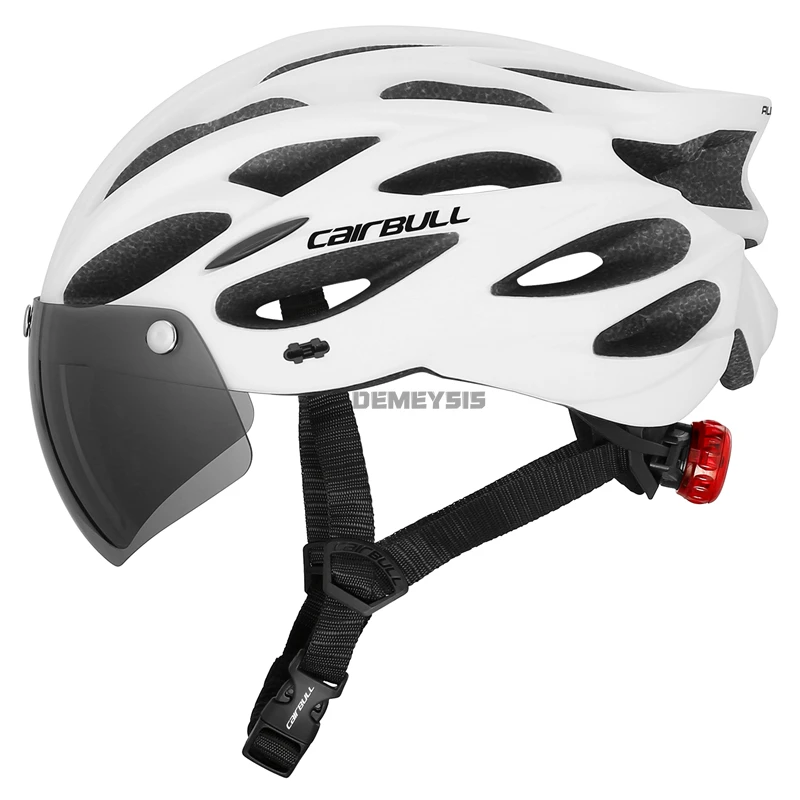 Casco de seguridad ultraligero para ciclismo, casco con luz trasera para motocicleta y bicicleta, visera de lente extraíble, casco para bicicleta de montaña y carretera - imagen 2