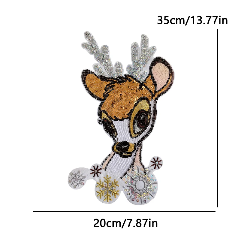 2025 Feliz árbol de Navidad parches de lentejuelas grandes regalos de Navidad parche para planchar para decoraciones de ropa apliques DIY de Papá Noel - imagen 3