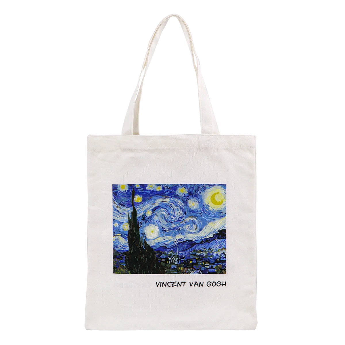 Bolso de lona de noche estrellada de Van Gogh, bolso de mano plegable, organizador de almacenamiento portátil, bolso de compras para mujer, bolso de hombro escolar - imagen 5