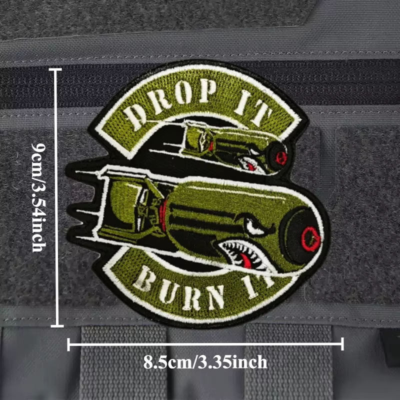 Parche militar bordado Drop It Burn It con gancho para táctica - imagen 4