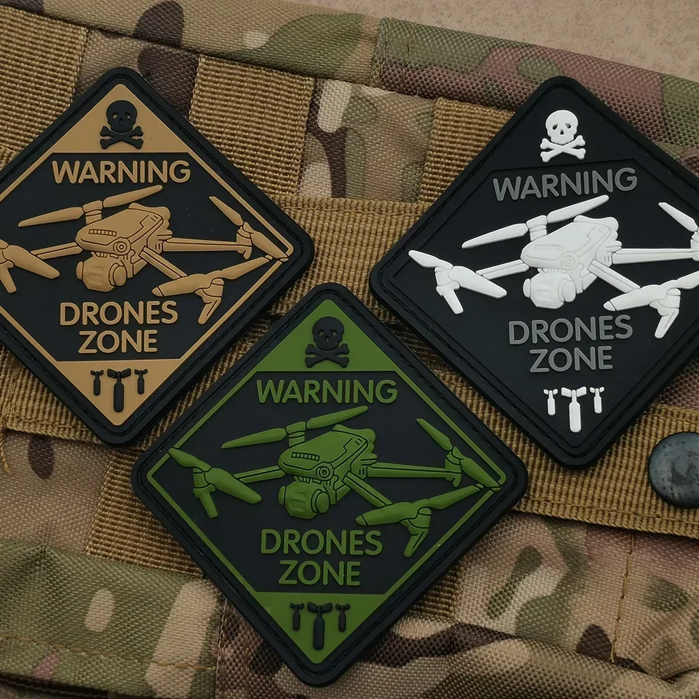 Dron de advertencia Zona Crossing Drone ventilador militar al aire libre brazalete moral brazalete personalizado mochila parches mágicos - imagen 3