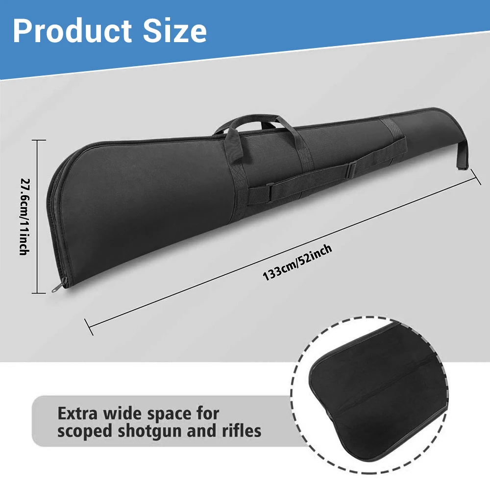Funda para Rifle de 133cm, bolsa de almacenamiento para pistola de caza, bolsa de transporte para pistola, bolsa protectora acolchada para Rifle, bolsa de caza suave con correa para el hombro - imagen 5