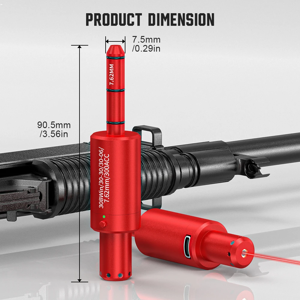 9 mm 38SPL 22LR 12GA.243 7 mm 6,5 mm Entrenamiento Bullet Bore Sight Láser controlado por voz Doble propósito para entrenamiento y calibración - imagen 5