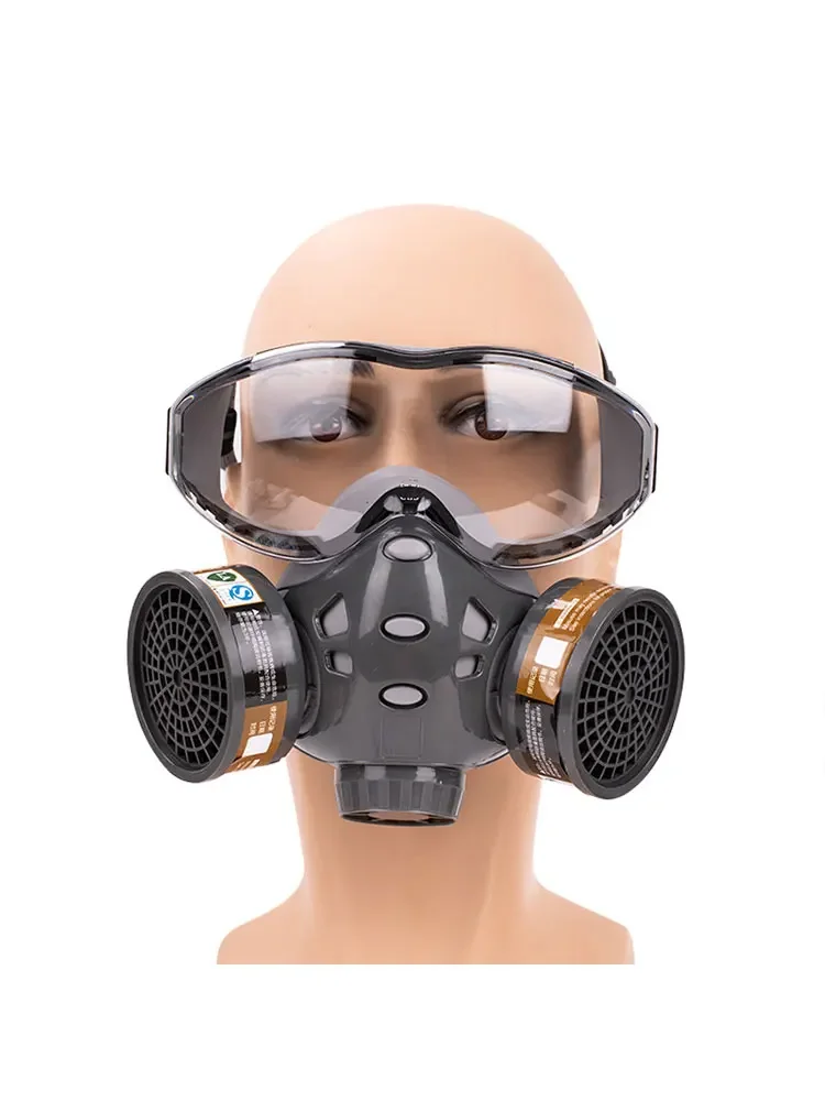 Máscara respiradora de Gas facial completa con gafas de seguridad, pintura en aerosol, pesticida químico, decoración de formaldehído con filtro - imagen 5