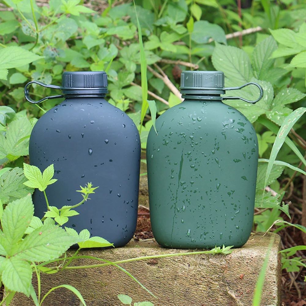 Botella de agua táctica para deportes al aire libre, 1L, botella de agua para acampar con bolsa, cantimplora, senderismo, supervivencia, hervidor para beber con bolsa - imagen 5