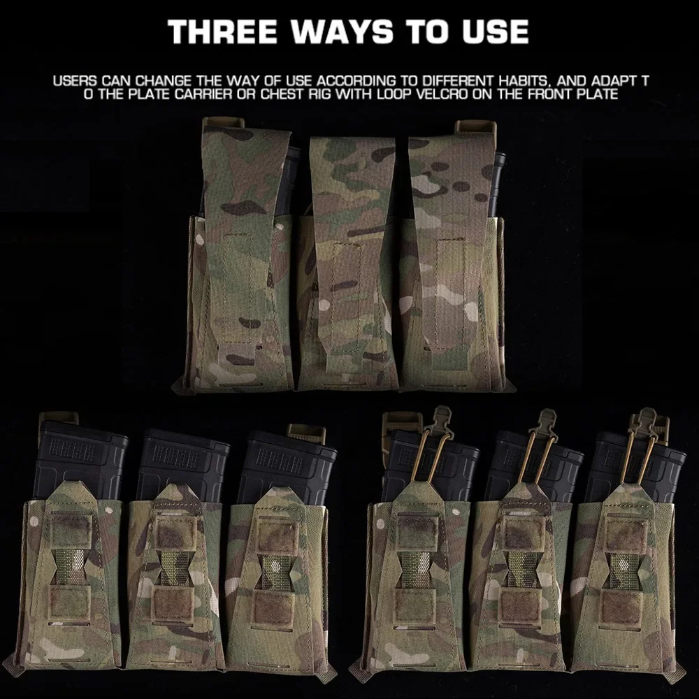 Bolsa táctica Triple para revistas, hebilla de gancho de 2,5 cm/G para Panel frontal portador de placa de chaleco 5,56/M4/AR15/AK Airsoft LBT 6094 K19 KZ - imagen 4