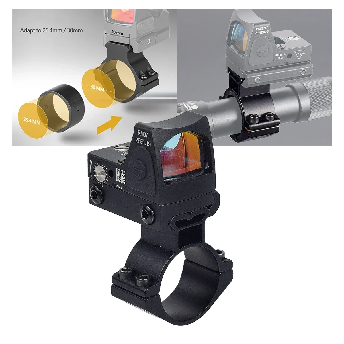 Abrazadera táctica de barril de pistola de 17mm-27mm, 25,4/30mm RM, mira de punto rojo, soporte para linterna láser, abrazadera de tubo de riel de 20mm - imagen 4