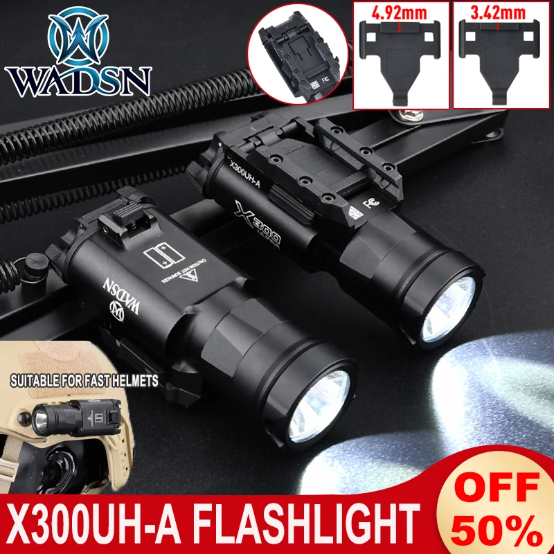 WADSN-linterna Surefir X300 mejorada, X300UH-A, luz de pistola, foco rápido para casco, Base de reemplazo Dual, lámpara de explorador para caza al aire libre