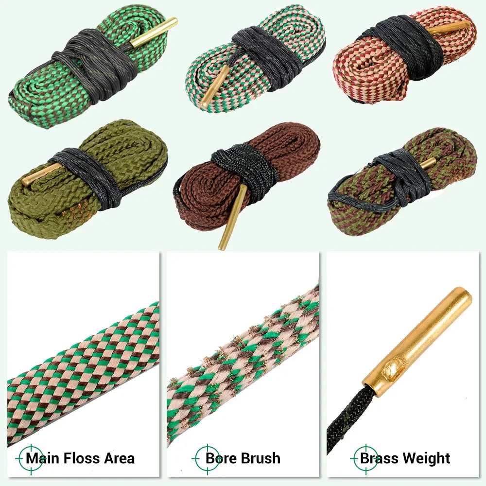Cuerda limpiadora de agujeros para pistola de caza. 22 Cal.223 Cal.38 Cal y 5,56mm 7,62mm 12GA Kit de cepillo de limpieza para Rifle herramienta cuerda de calibre de barril de Rifle - imagen 2