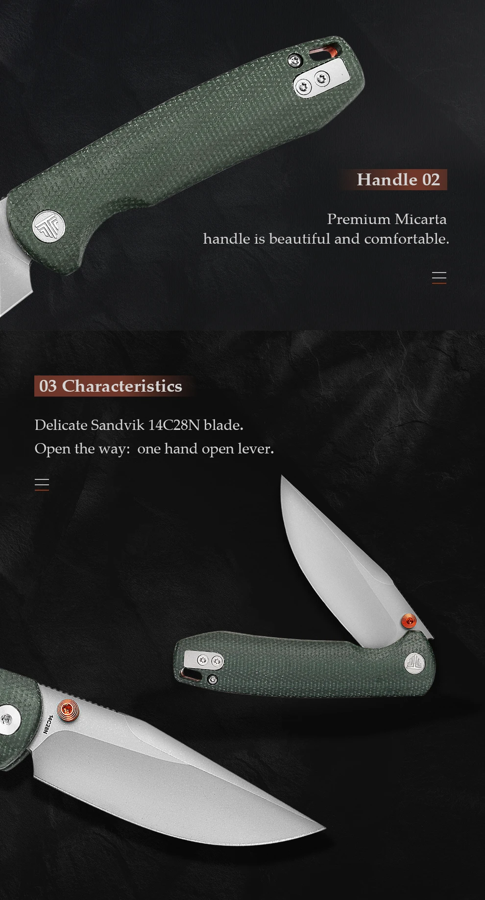 Cuchillo plegable con clip para llevar en el día a día