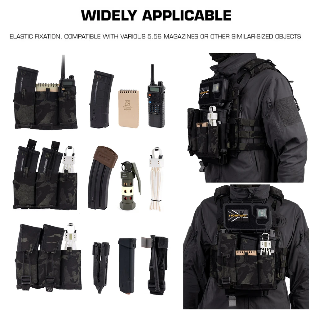 Bolsa táctica Triple Mag MOLLE para chaleco de caza, portaplaca - imagen 5