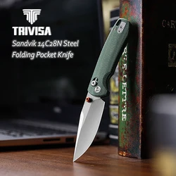 TRIVISA cuchillo plegable táctico de bolsillo con clip cobre Micarta