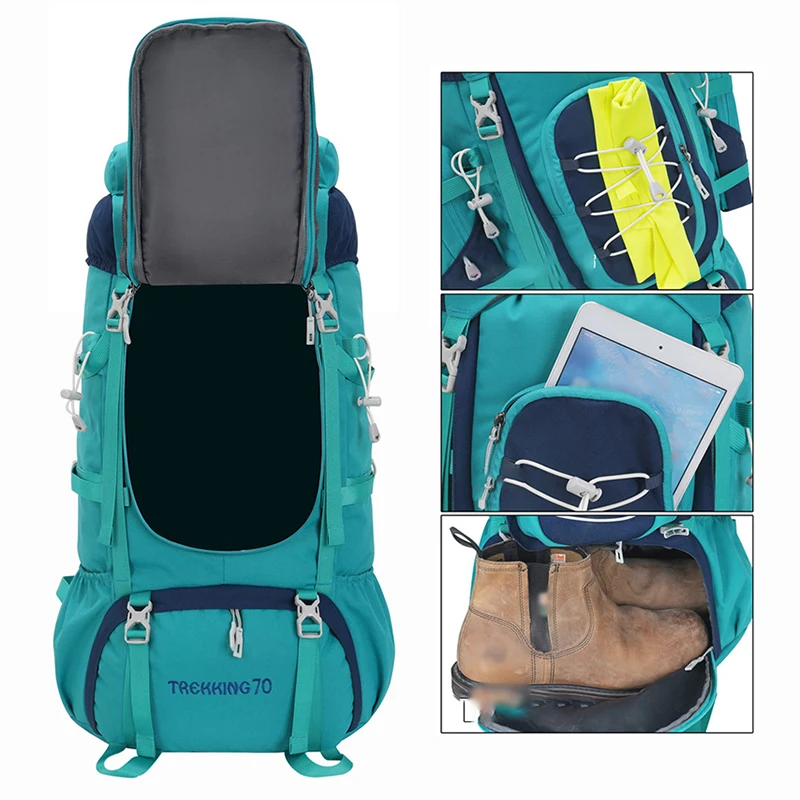 Mochila de escalada al aire libre con cubierta para la lluvia, senderismo, Camping, senderismo, bolsa de salida, equipaje grande para montañismo, mochila deportiva - imagen 3
