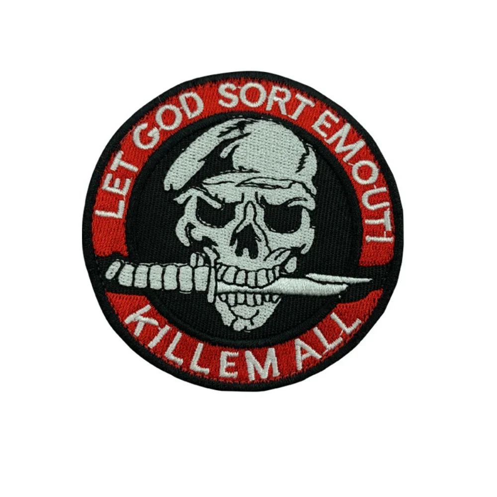 Parche de calavera con cuchillo, insignias bordadas de las fuerzas especiales, pegatina Punk para chaqueta, apliques tácticos militares de gancho y lazo para ropa - imagen 2