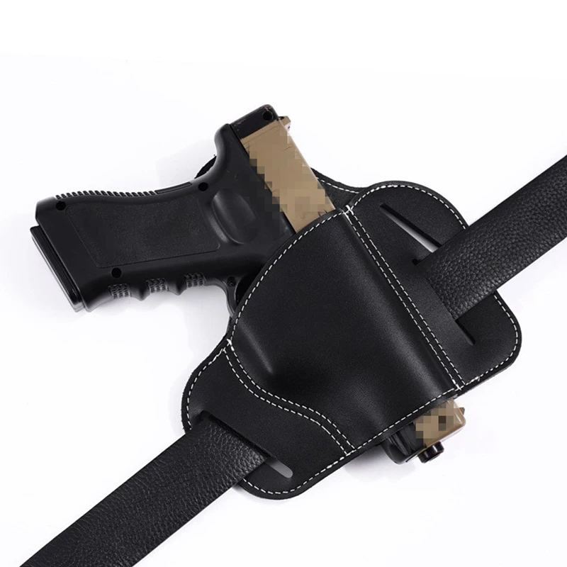 Funda táctica de cuero para cinturón de pistola, mano derecha, Glock Sig Sauer Taurus, pistola Universal, accesorios para pistola de caza - imagen 4