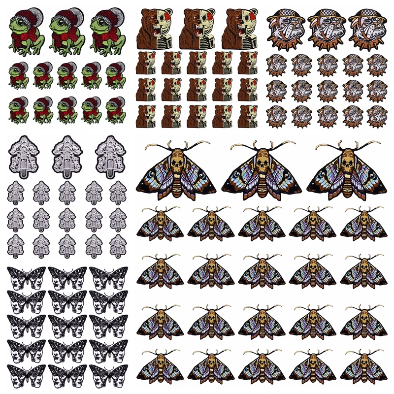 Parche bordado de mariposa para ropa, Parche de Animal para planchar para ropa, mono, oso, Rana, pegatina para coser, 10 unids/lote - imagen 5