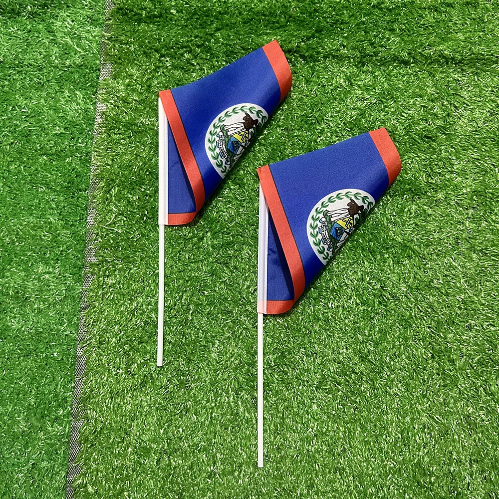 Bandera de esquí, bandera de mano Belize, 21x14cm, poliéster, banderas ondeantes de mano con poste de plástico para actividades deportivas, decoración del hogar - imagen 5