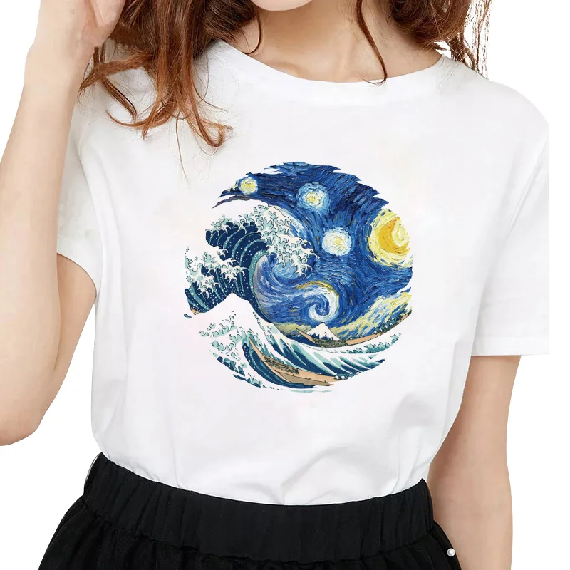 Ondas espacio transferencia de calor pintura de paisaje hierro en transferencia DIY planchado pegatinas térmicas parches para ropa camiseta apliques - imagen 3