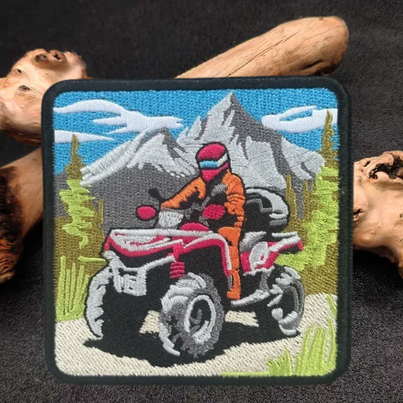 Parche bordado para bicicleta de playa todoterreno de montaña, insignia táctica con gancho y bucle, pegatina decorativa para mochila, parches para brazalete para ropa - imagen 2