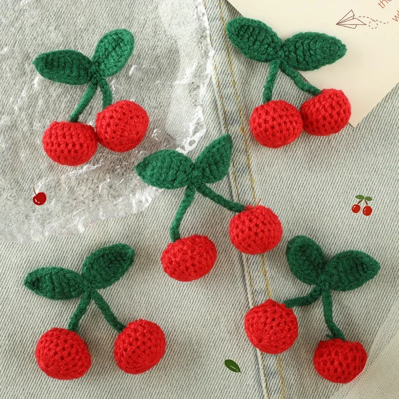 Parches de punto con ganchos de cereza para el hogar, accesorios de mochila al aire libre, pegatinas de tela bordadas DIY, apliques de decoraciones lindas - imagen 2