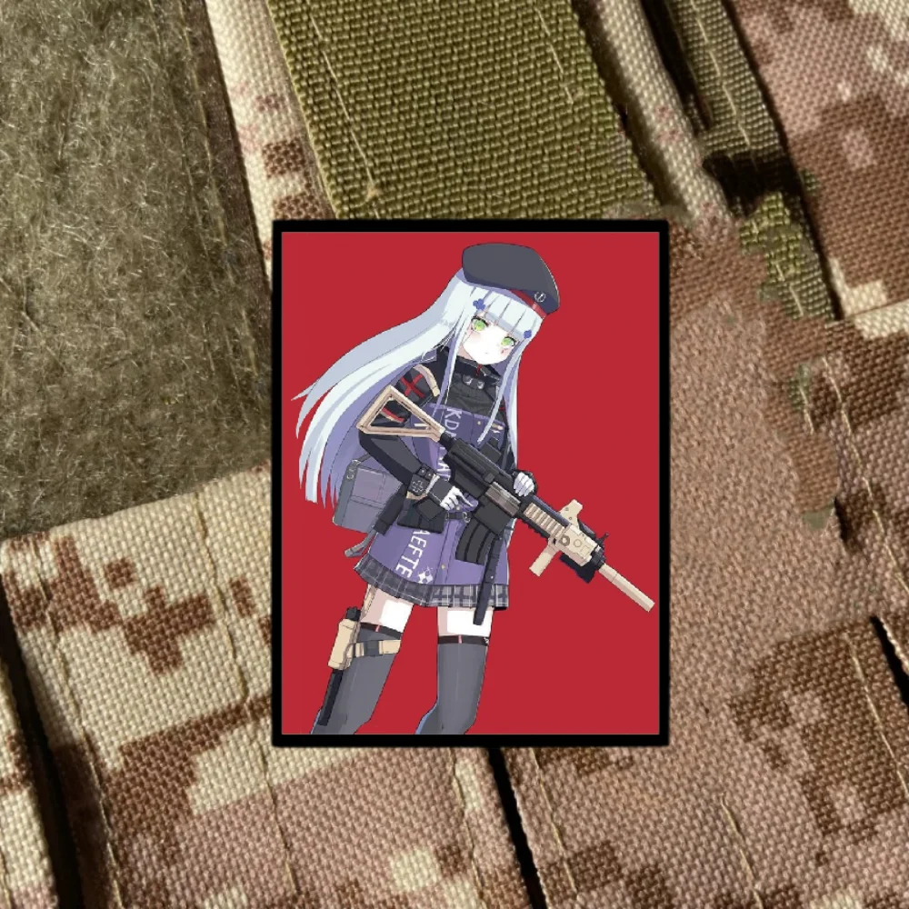 Parche estampado de insignia de moral de primera línea para niña, brazalete táctico de Anime Pretty Girl, mochila militar, pegatina de accesorios con gancho y bucle - imagen 4