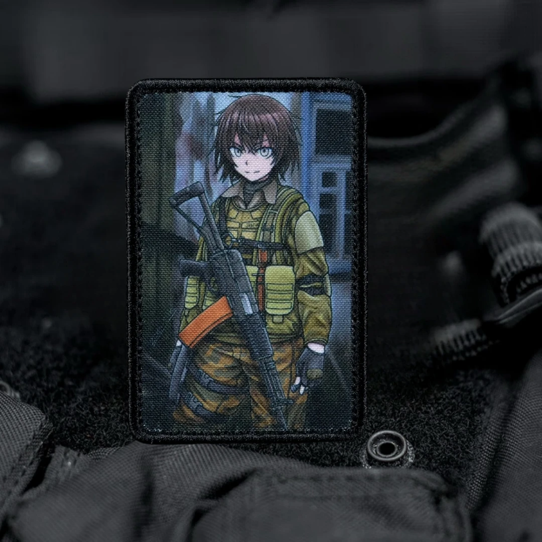 AЕК-971 Emblema de niño de Anime insignia de moral táctica parches del ejército de gancho y bucle impresos para ropa pegatina de mochila militar - imagen 3
