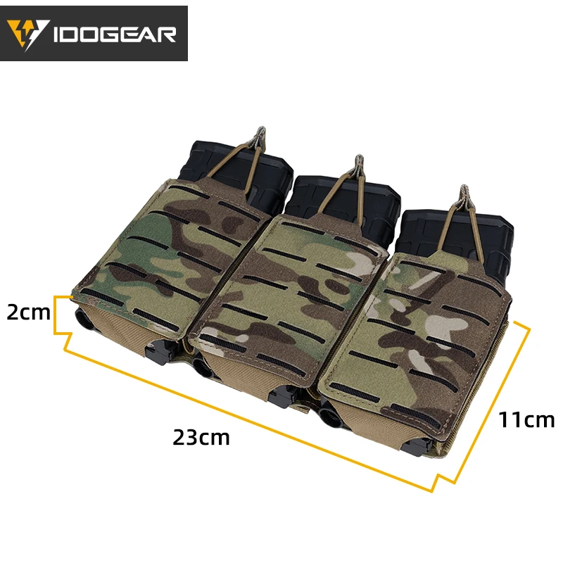 IDOGEAR-bolsa táctica Molle de Caza LSR 5,56, Triple cargador, corte láser, militar, accesorios para Airsoft, bolsa para munición - imagen 4