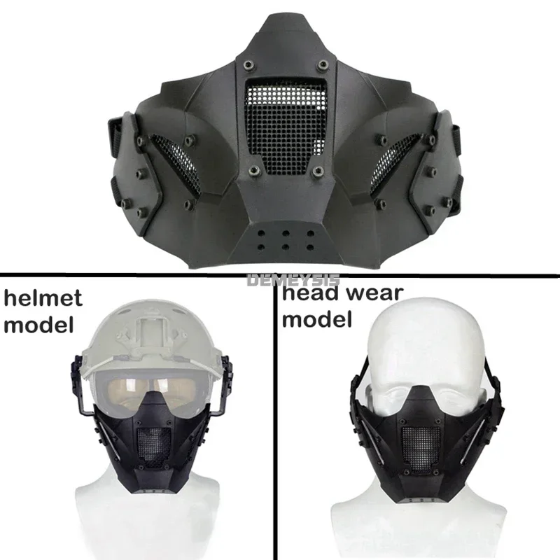 Máscara de tiro Airsoft, malla de acero transpirable, máscara protectora para juego de guerra de caza, máscaras tácticas de media cara para casco rápido - imagen 4
