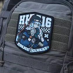 Parche HK416 de primera línea para niña, brazalete táctico de cuero PU con estampado en caliente y bordes UV para decoración de mochila de ropa