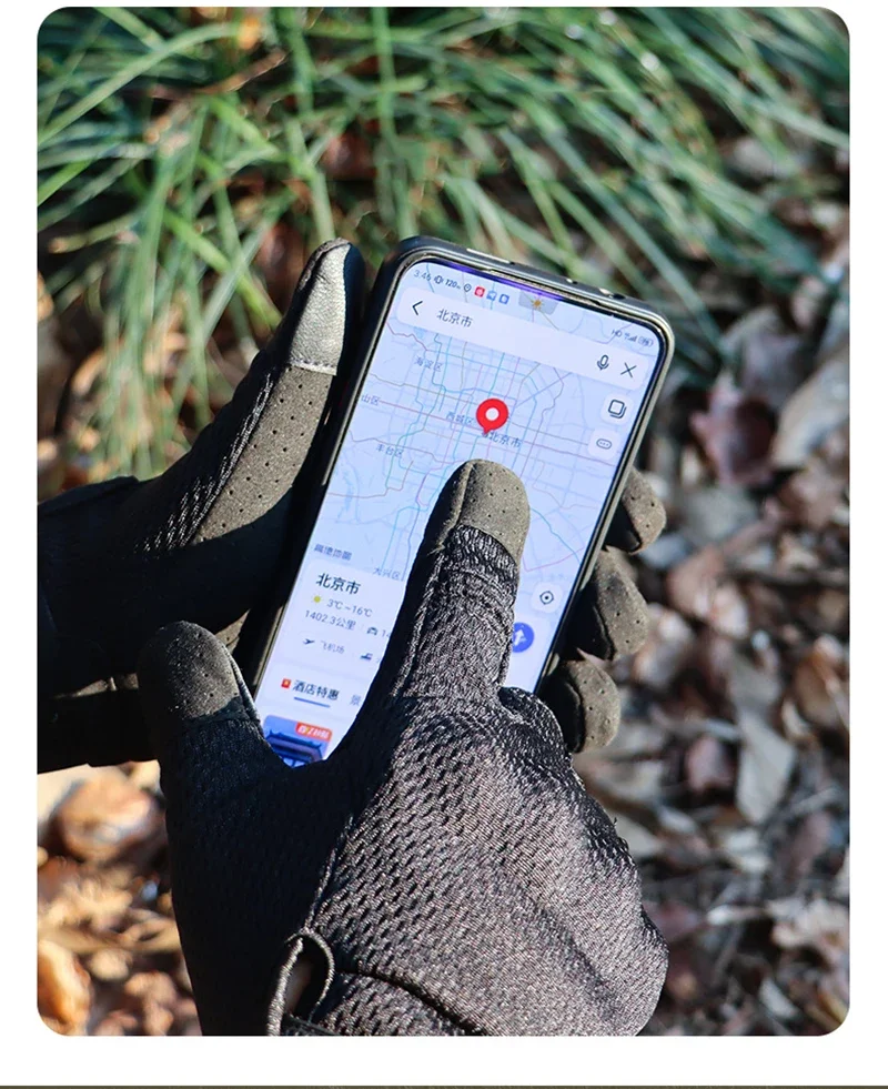Guantes con pantalla táctil para todos los dedos, guantes tácticos militares transpirables de malla, guantes protectores todoterreno para motocicleta, equipo de camping - imagen 3