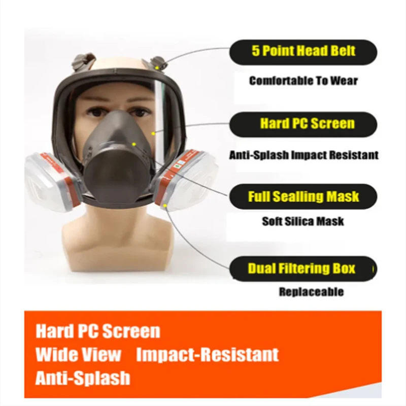  Anti-Fog Dustproof 6800 Full Face Gas Mask Industrial Painting Spraying Respirator Filter Safety Work Formaldehyde Protection - imagen 4