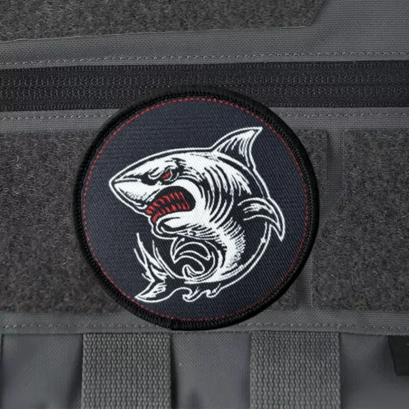 Parche de insignia de moral táctica de tiburón para ropa, parches militares con gancho, brazalete estampado, pegatinas para mochila y ropa - imagen 3