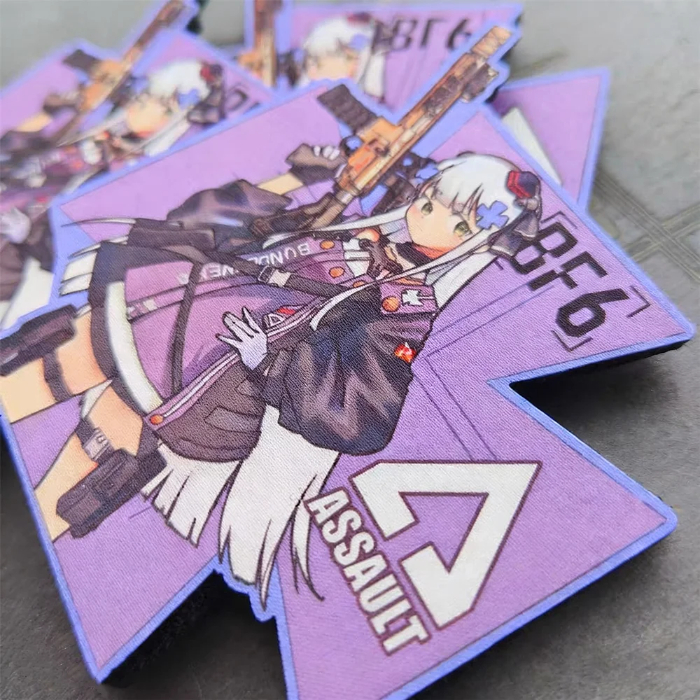 Parche Kaluka de primera línea 416 para niña, soldado de asalto, brazalete táctico con estampado de pistola púrpura para niña, decoración de mochila y ropa - imagen 2