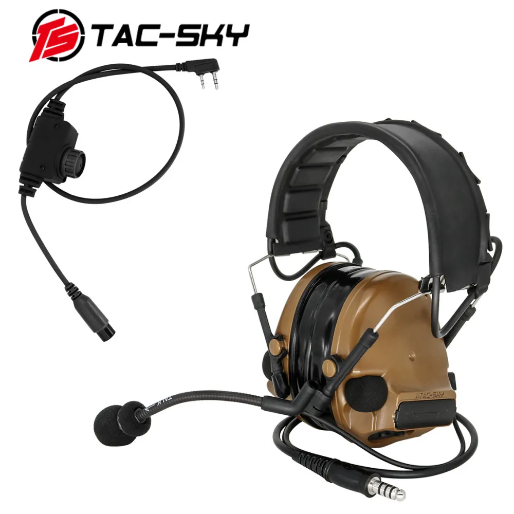 TS TAC-SKY auriculares tácticos COMTA III caza Airsoft cancelación de ruido auriculares y RAC PTT para BaoFeng Walkie Talkie - imagen 4