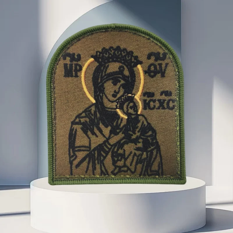 Parche con estampado de la Virgen María, ángel guardián, gancho y bucle, insignia de moral táctica, mochila, parches adhesivos decorativos para ropa